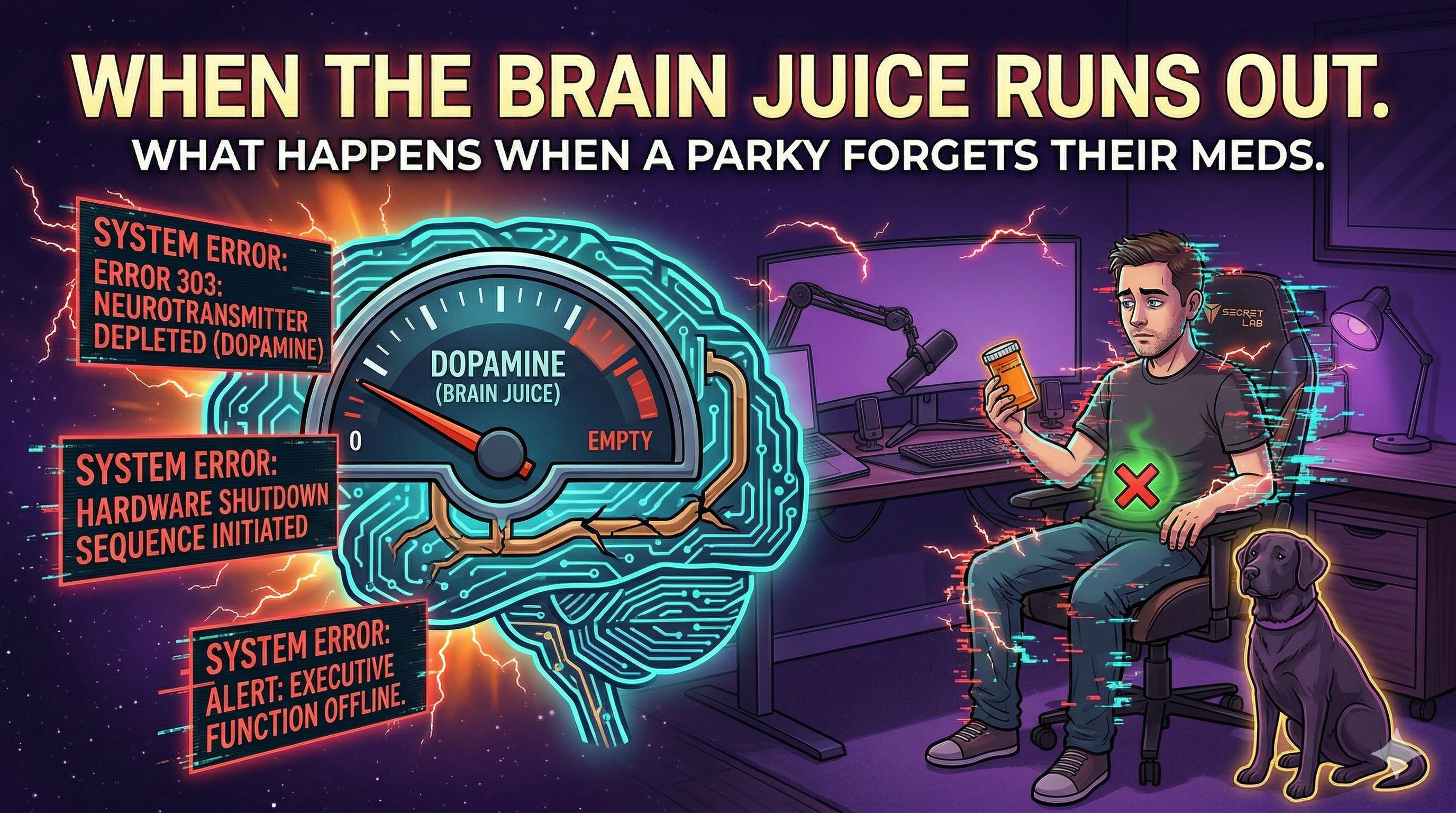 When the Brain Juice Runs Out: What Happens When a Parky Forgets Their Meds